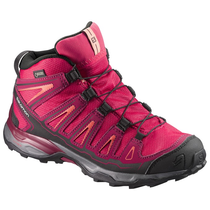 Salomon Israel X-ULTRA MID GTX® J - Kids Hiking Shoes - Pink/Black (XWMU-82706)